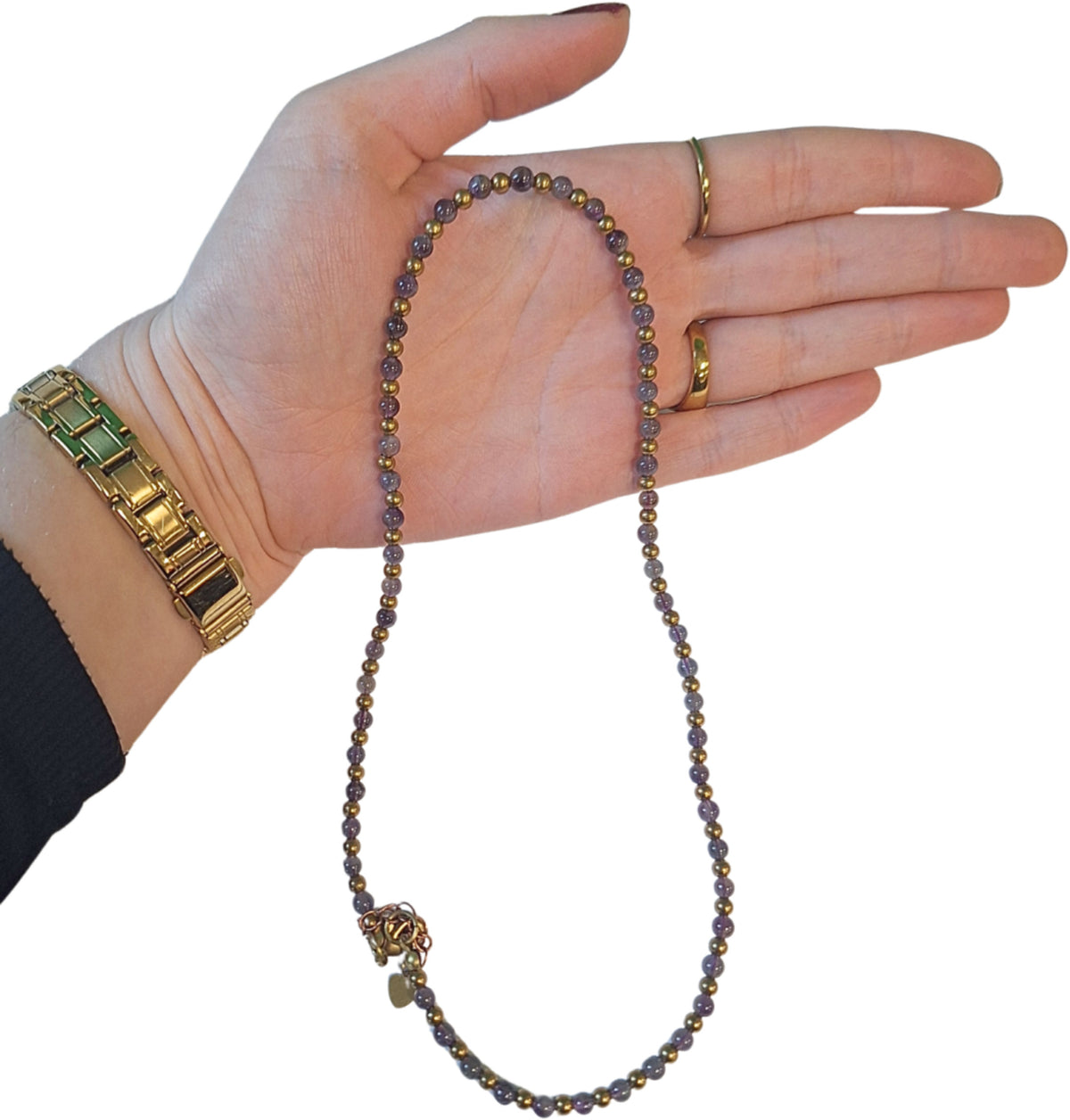 Ametist halsband Ibiza Love, brons, 45 till 48 cm