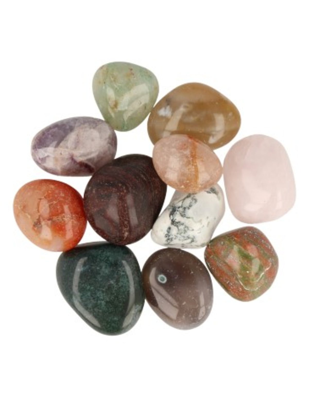 Blandade trumlade stenar, Indien mix, 100 g, 2 till 4 cm