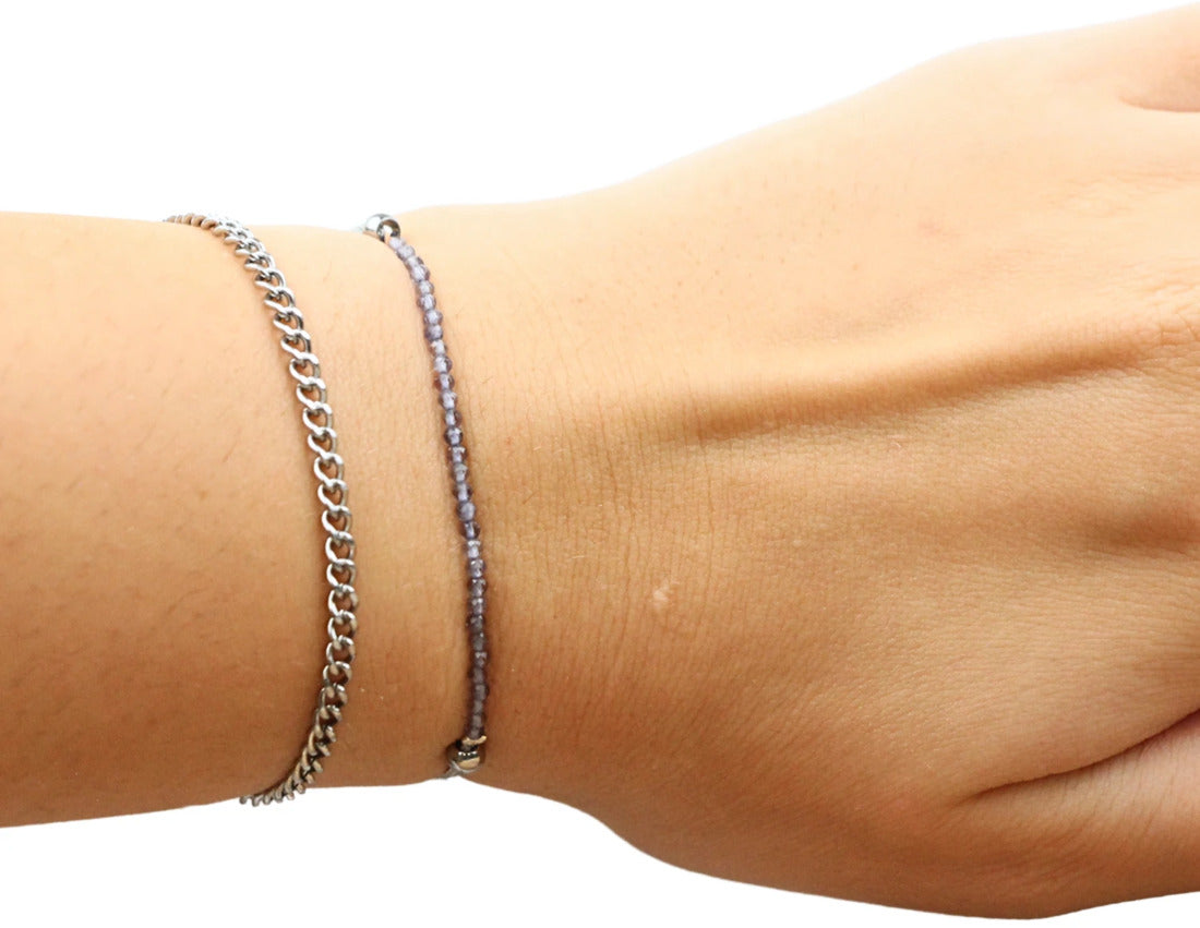 Iolit armband, små fasettslipade stenar, justerbart, 1 g