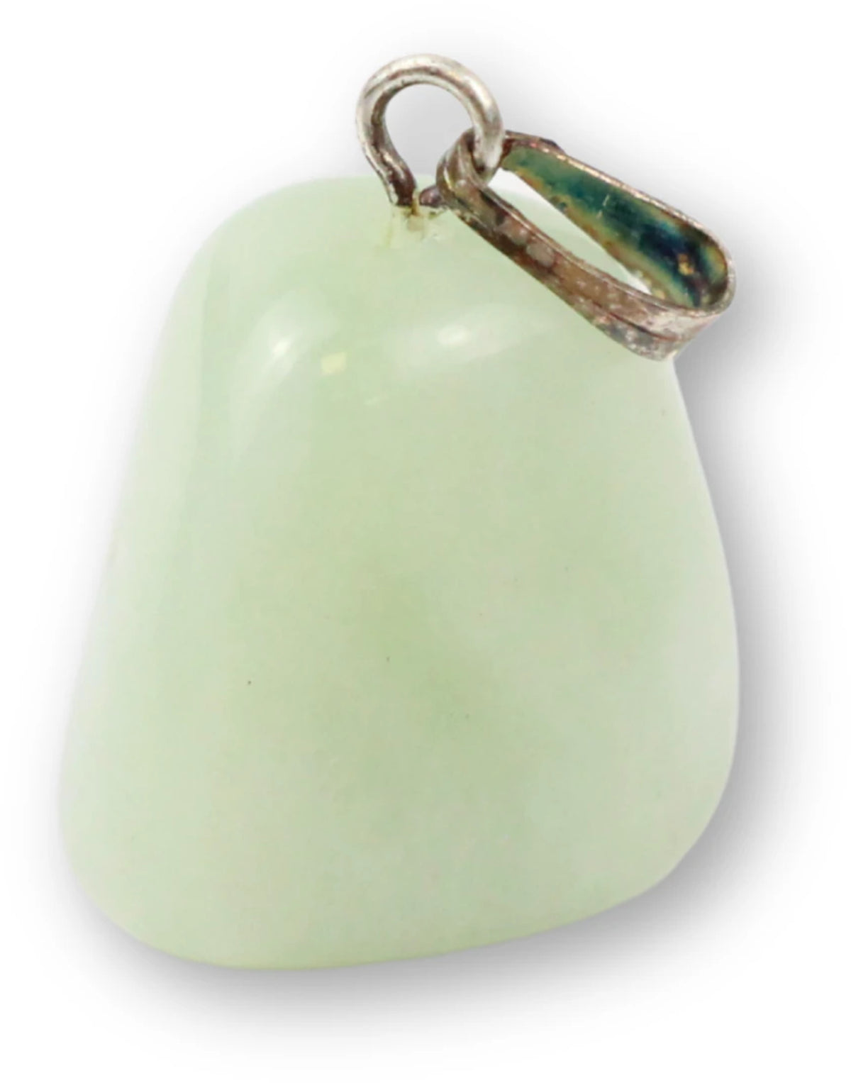 Jade hänge, grön borrad sten, 1,7 cm