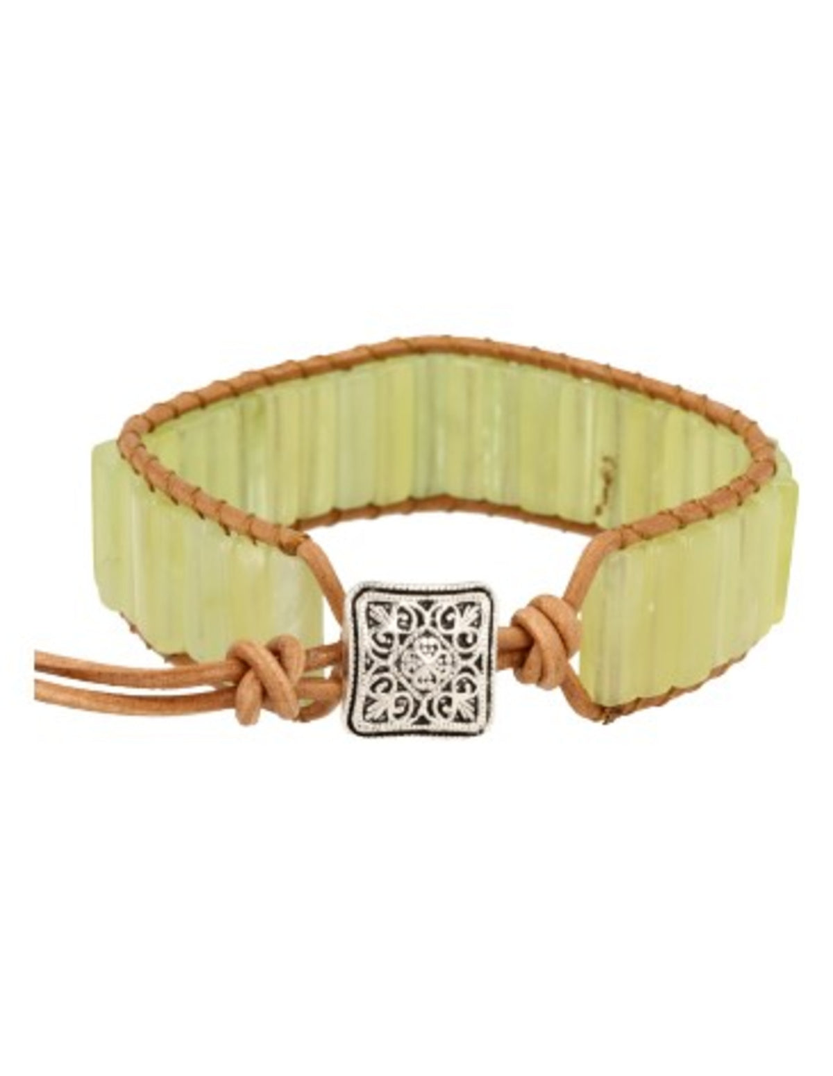 Jade armband i läder, gipsystil, 20, 22 eller 25 cm