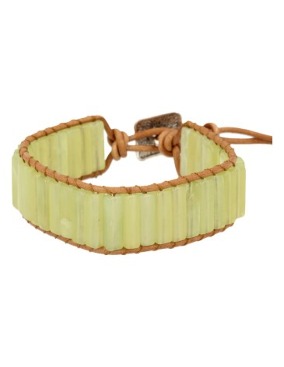 Jade armband i läder, gipsystil, 20, 22 eller 25 cm