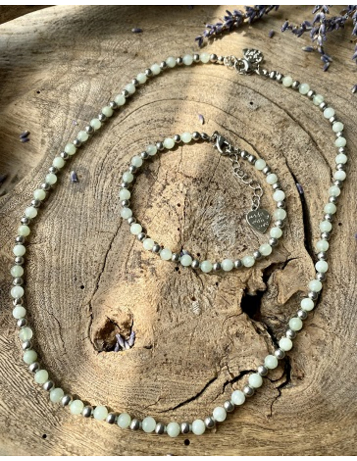 Serpentin halsband med 4 mm pärlor, 45 cm, Ibiza-stil