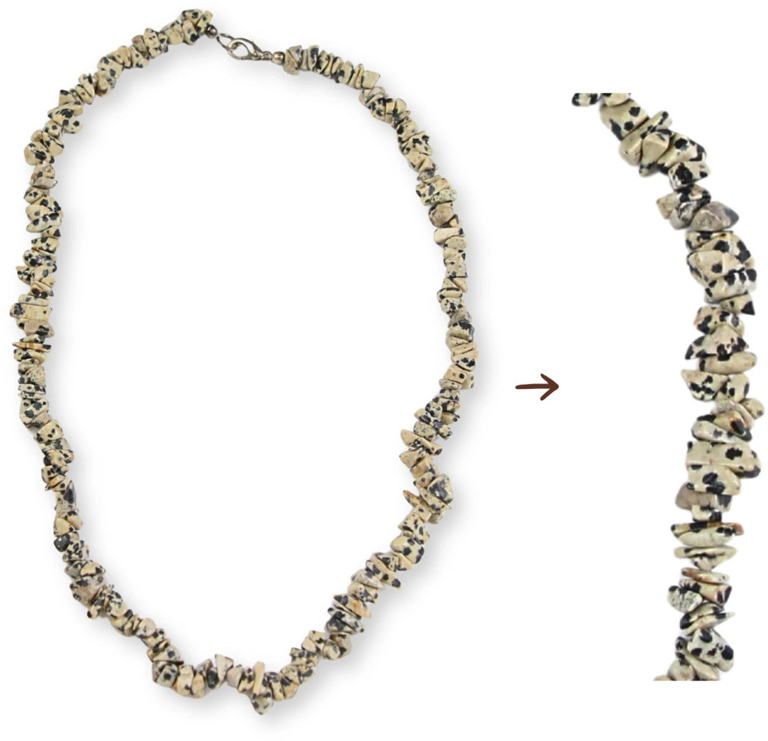 Dalmatinerjaspis halsband med splitstenar, 5 till 10 mm