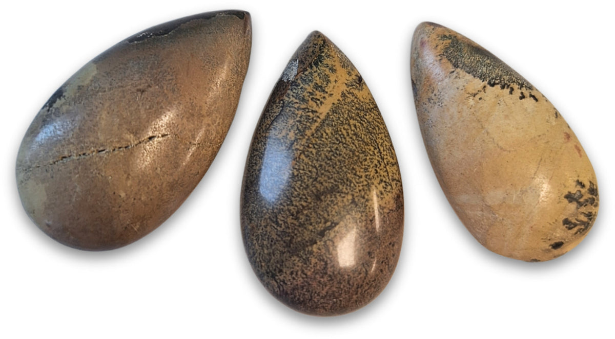 Jaspis hänge, dendrit, droppe, 4 cm