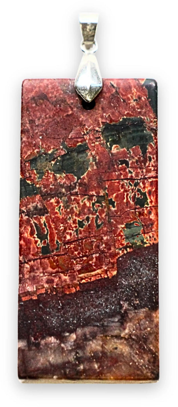 Jaspis hänge, rektangulärt, matt, 55 x 25 mm, nr 80