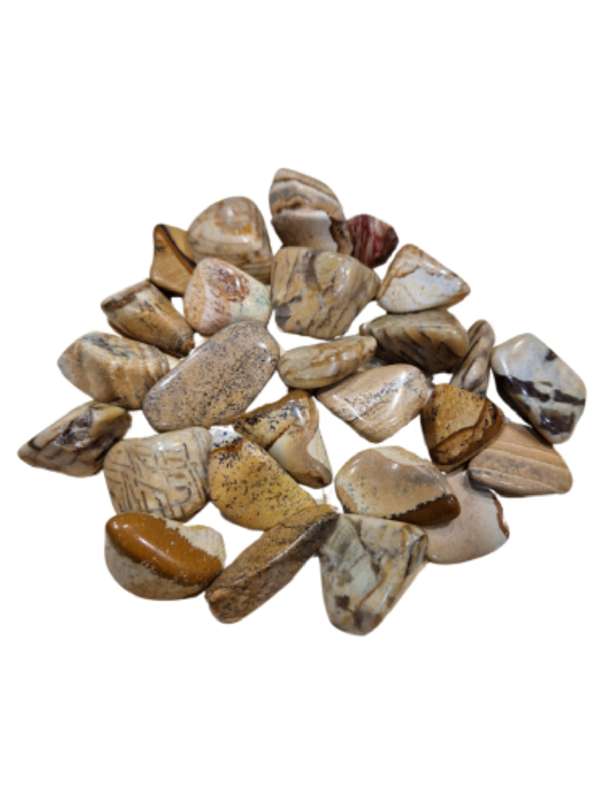 Landskapsjaspis trumlade stenar, 1,5 till 4 cm, 250 g