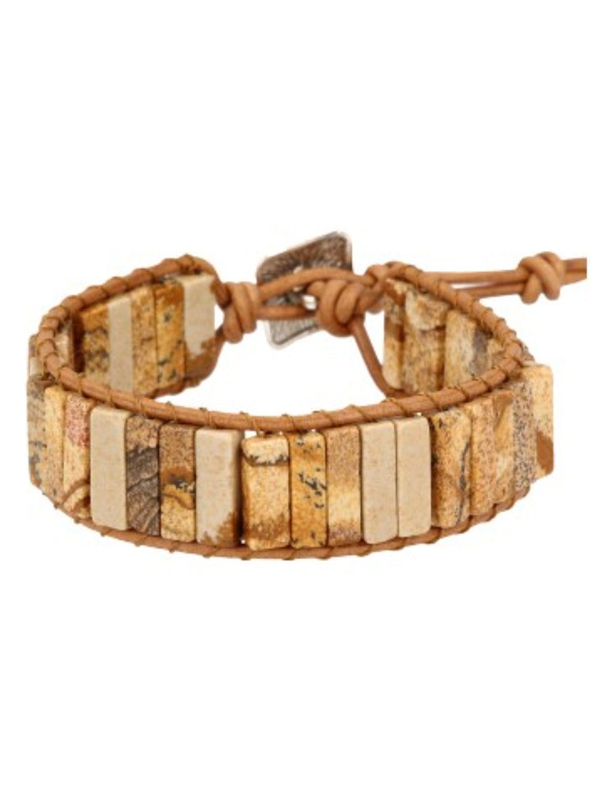Landskapsjaspis armband i läder, gipsystil, 20, 22 eller 25 cm