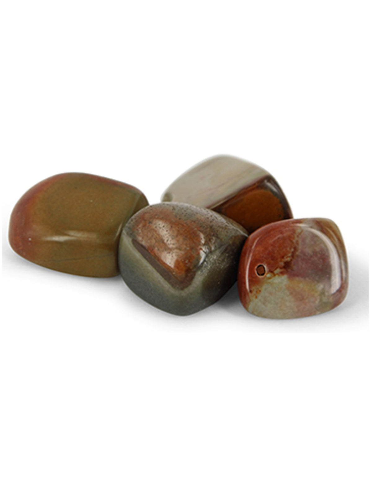 Polykrom jaspis trumlade stenar, 50 g, 2 till 4 cm