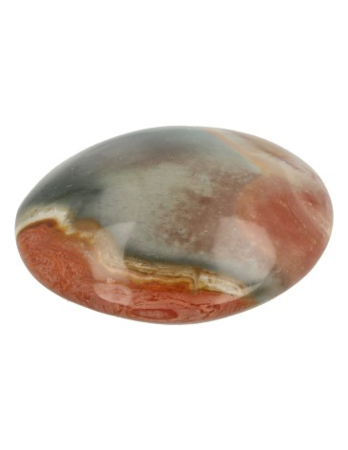 Polykrom jaspis handsten, rund, ca 5 cm