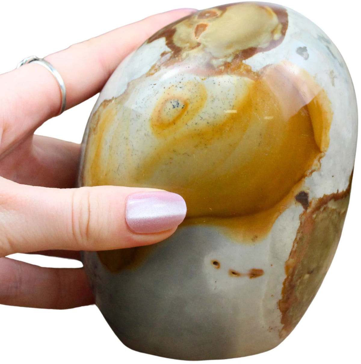Polykrom jaspis skulptur, 11,1 cm, nr 17