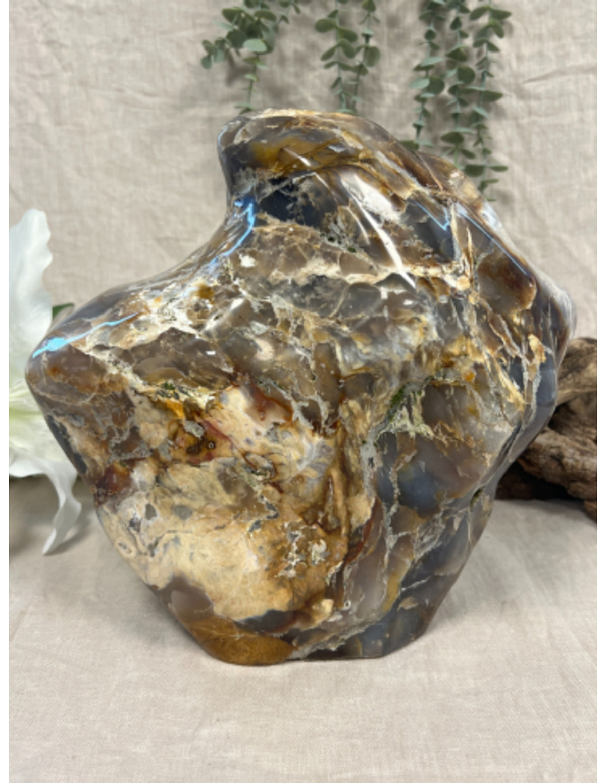 Regnskogsjaspis skulptur, 30 x 28 cm, 12,5 kg, nr 01