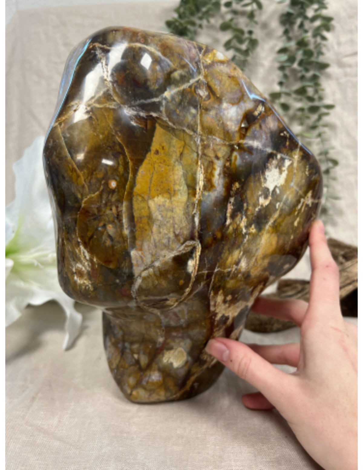 Regnskogsjaspis skulptur, 28 x 20 cm, 7,7 kg, nr 03