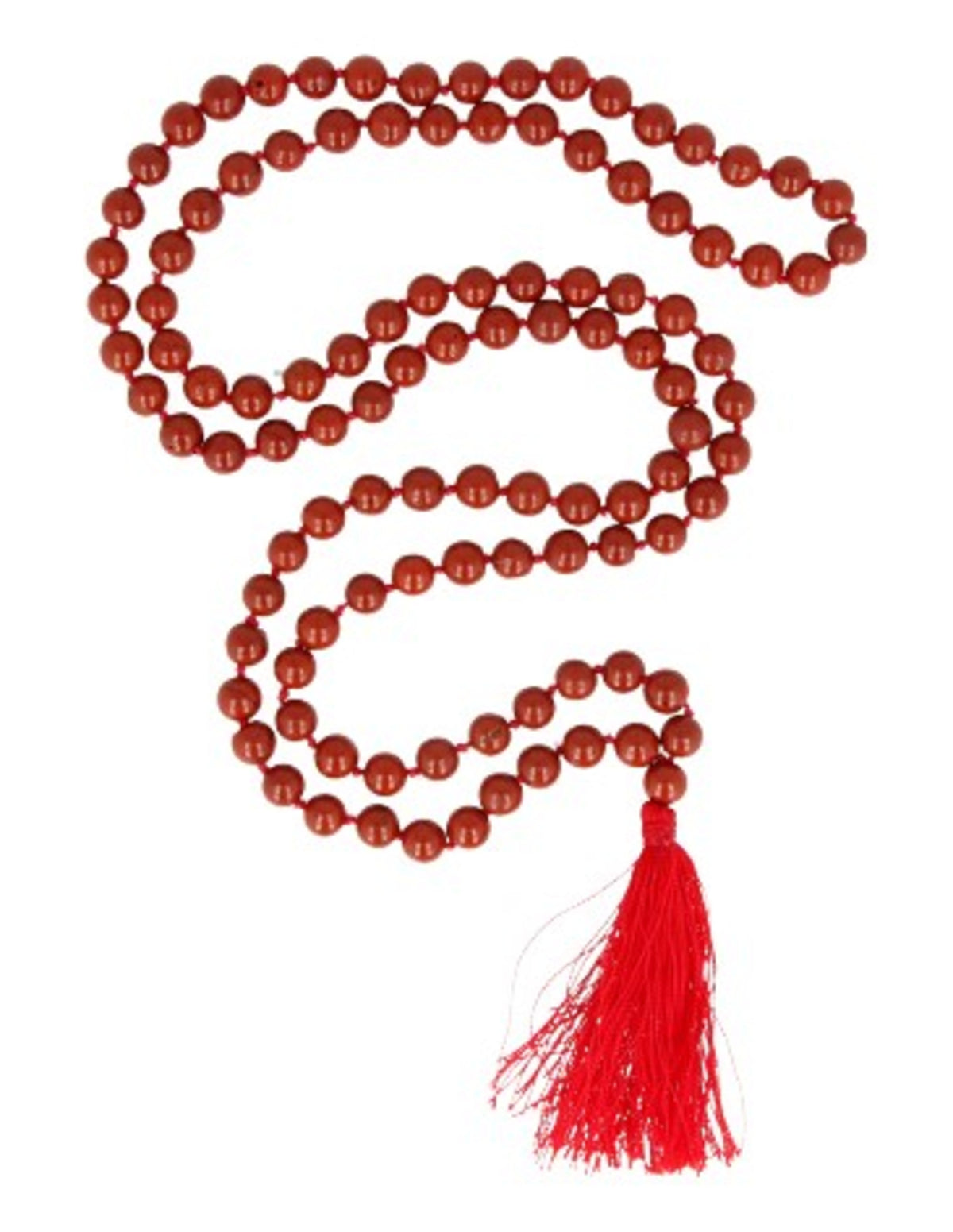 Röd jaspis mala halsband, 108 pärlor, 6 till 8 mm