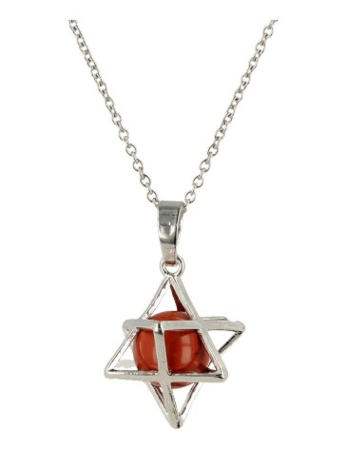 Röd jaspis hänge, Merkabah-bur med kula, 2,5 cm