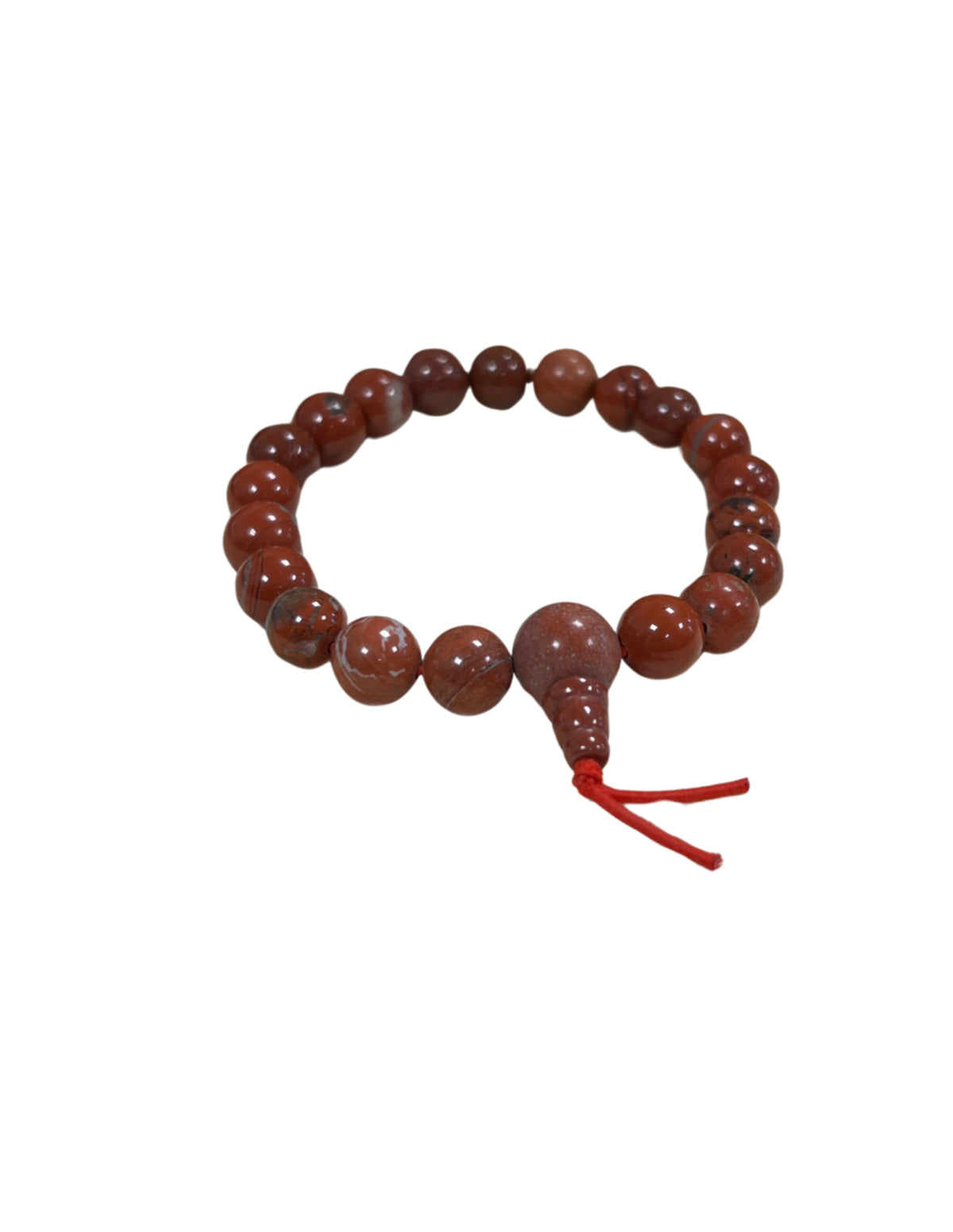 Röd jaspis armband med runda pärlor, 8 mm, 18 cm