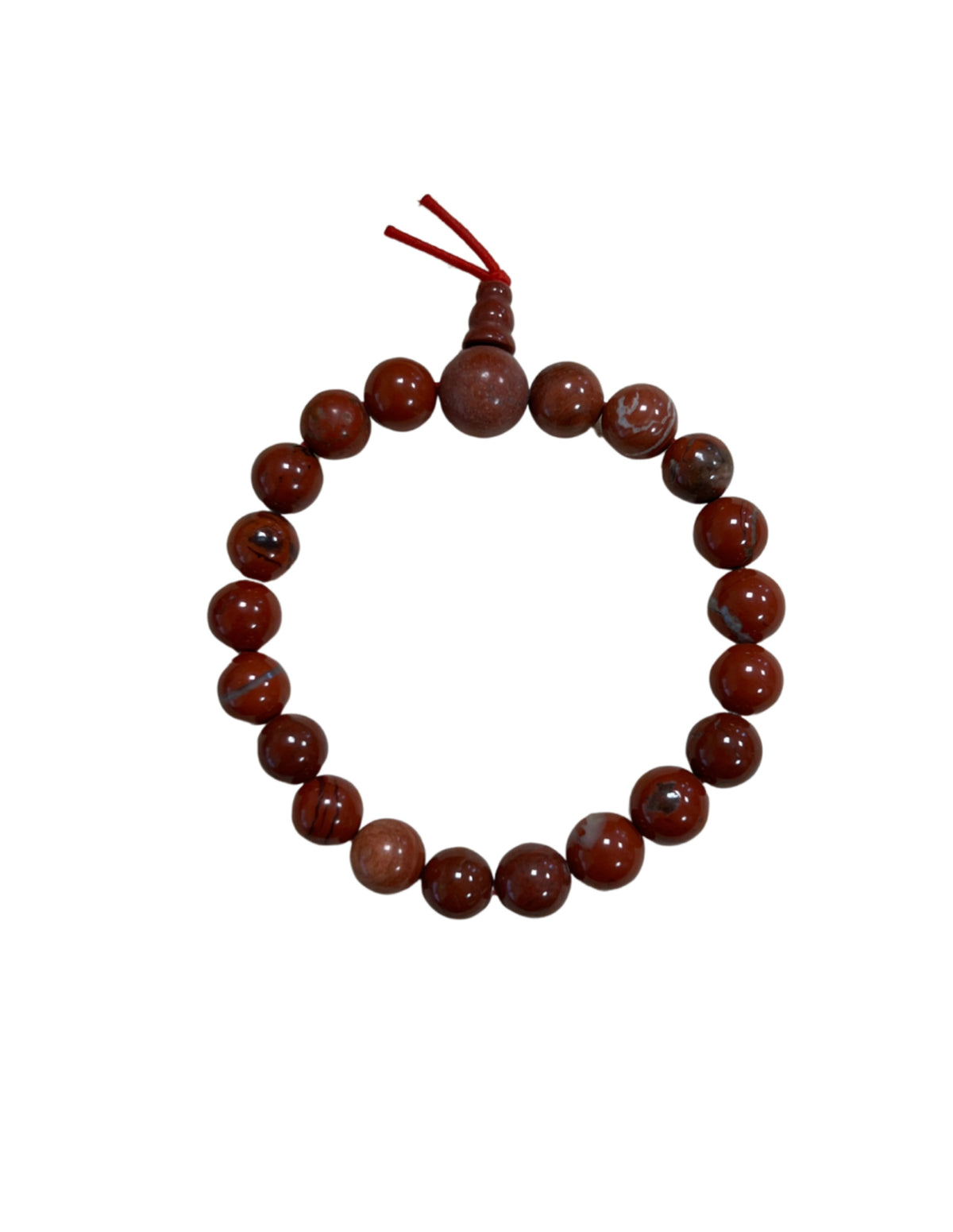 Röd jaspis armband med runda pärlor, 8 mm, 18 cm