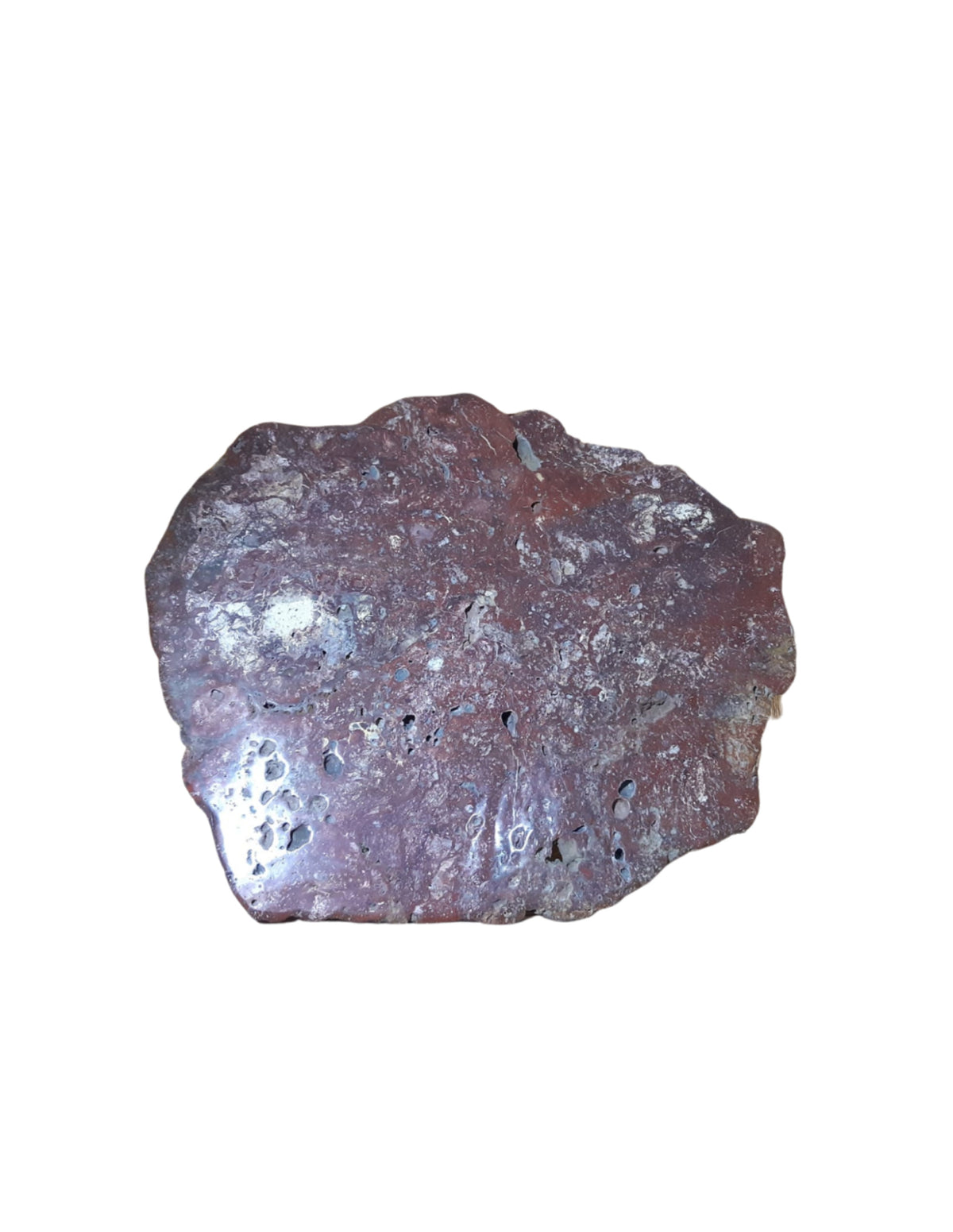 Röd jaspis skiva, halvpolerad, 63 x 53 cm, nr 2 (30,7 kg)