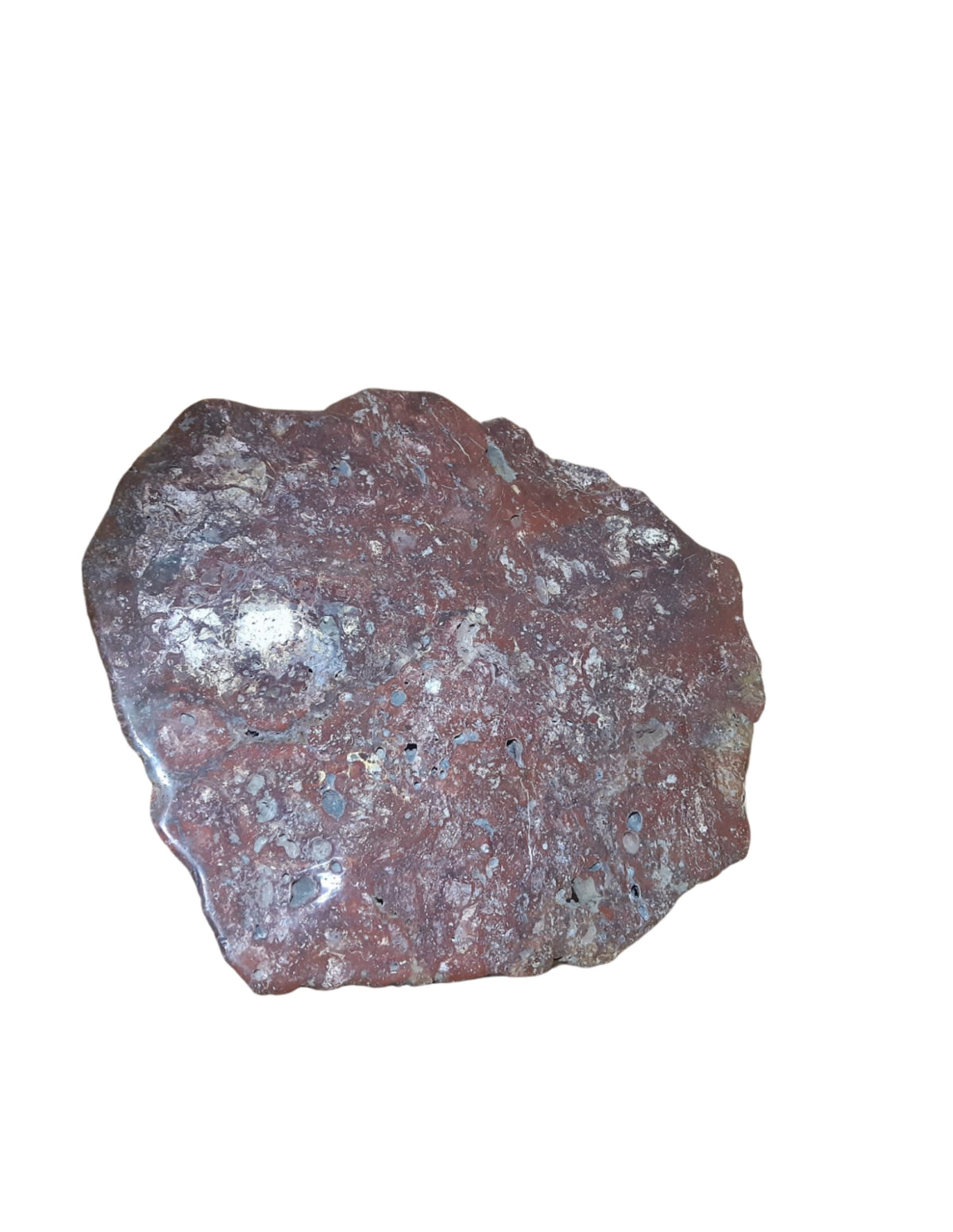 Röd jaspis skiva, halvpolerad, 63 x 53 cm, nr 2 (30,7 kg)