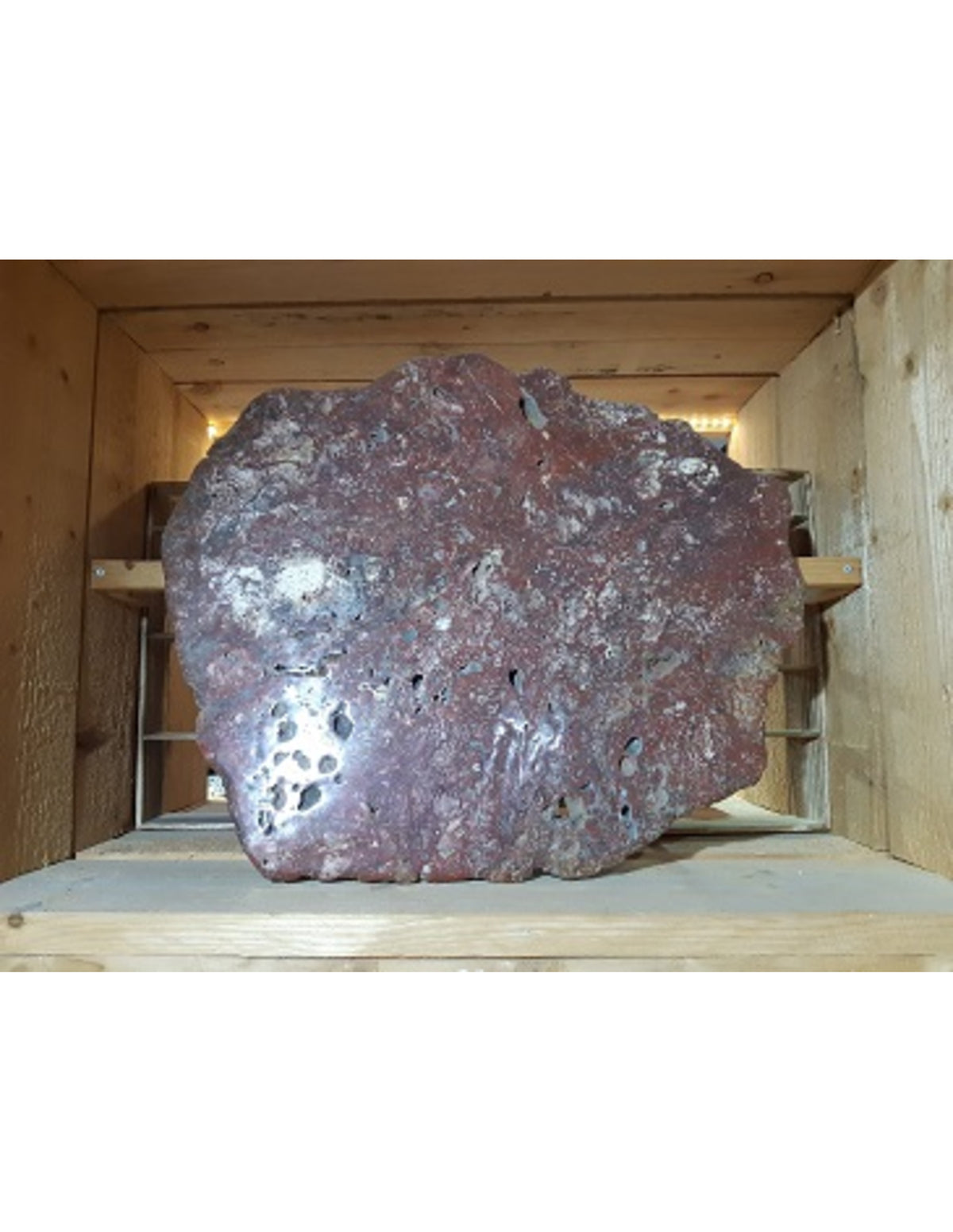 Röd jaspis skiva, halvpolerad, 63 x 53 cm, nr 2 (30,7 kg)