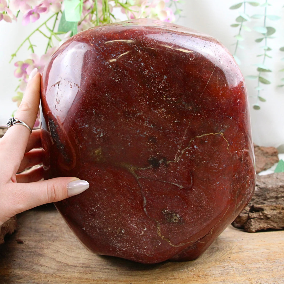 Röd jaspis skulptur, 22,5 cm, nr 5387