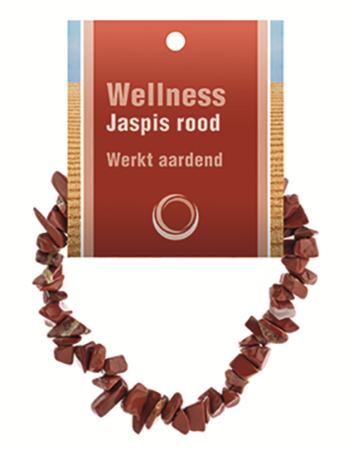 Röd jaspis armband med splitstenar, 5 till 10 mm, På kort