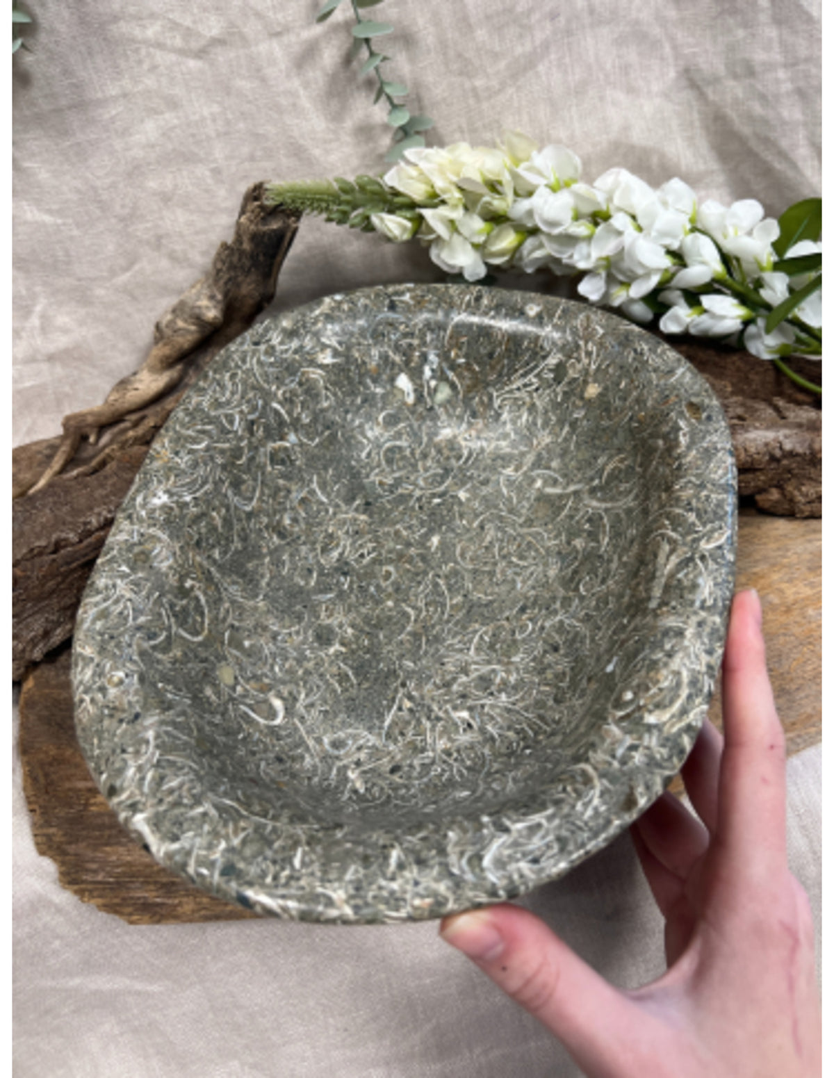 Ormjaspis skål, handslipad, 29 cm, 2,7 kg