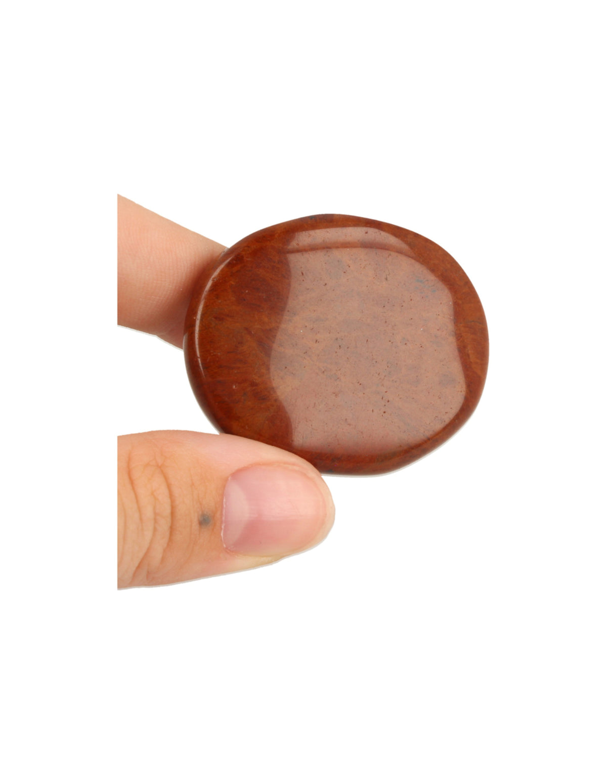 Röd jaspis ficksten, mjuk rödbrun, 4 till 6 cm