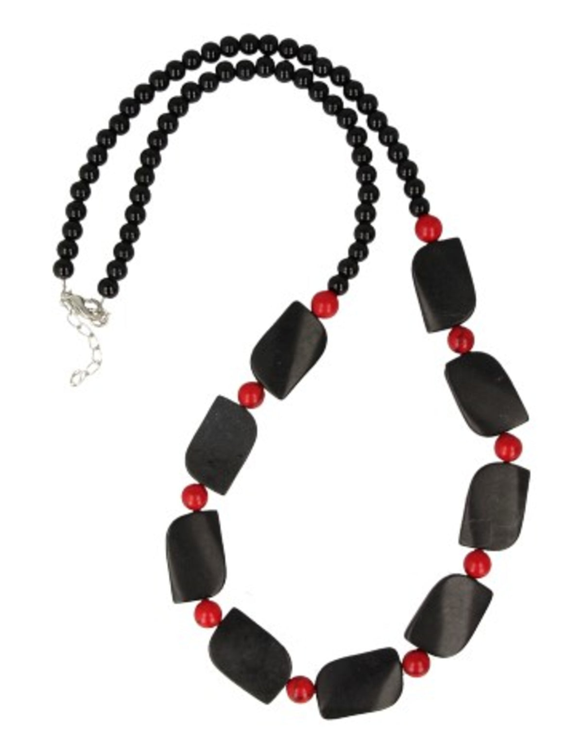Onyx halsband med korall (imitation), 33 till 37 cm