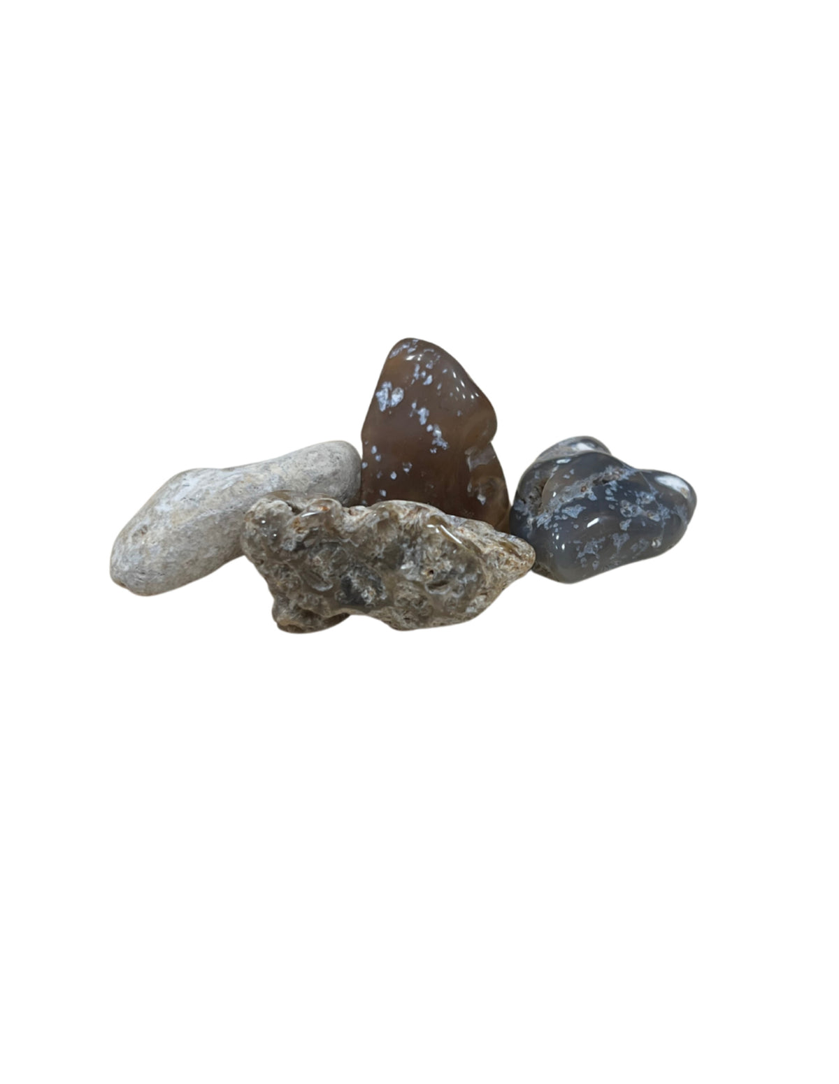 Agatiserad korall trumlade stenar, 100 g, 2 till 4 cm