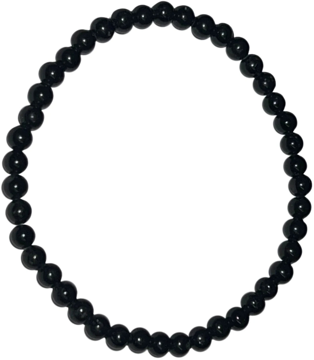 Svart turmalin pärlarmband, 4 mm, 18 cm