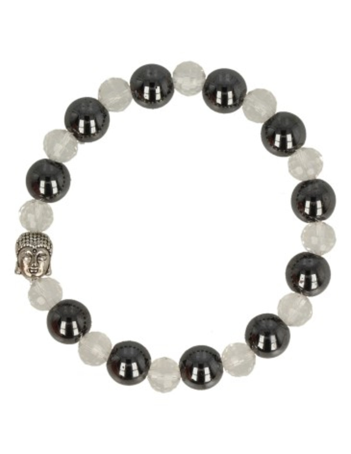 Hematit armband för män, med bergkristall och Buddha