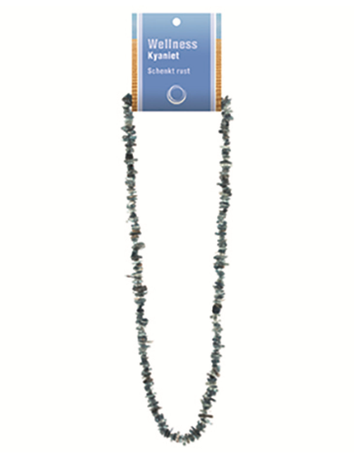 Kyanit halsband, splitstenar 4 till 6 mm, 45 cm, med displaykort