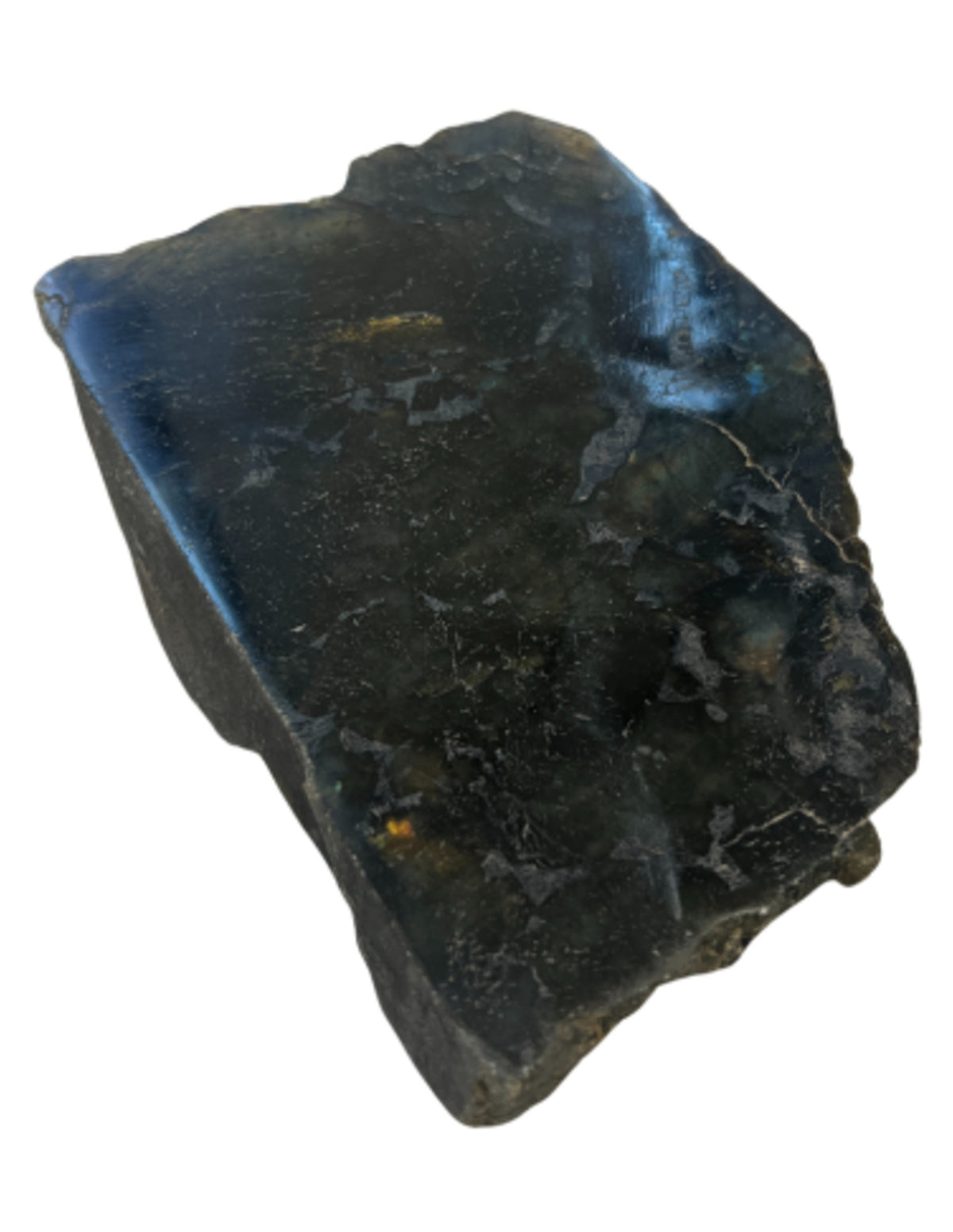 Labradorit halvpolerad skiva, 17 cm, nr 65 (631 g)