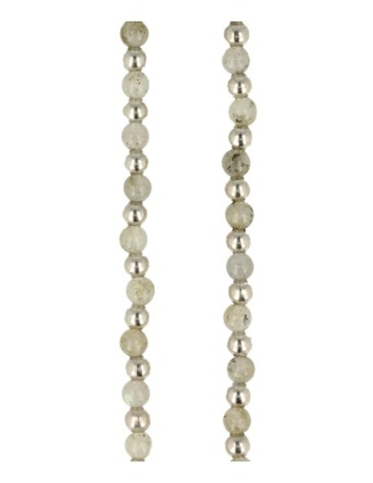 Labradorit halsband med silverfärgade mellanpärlor, 45 cm