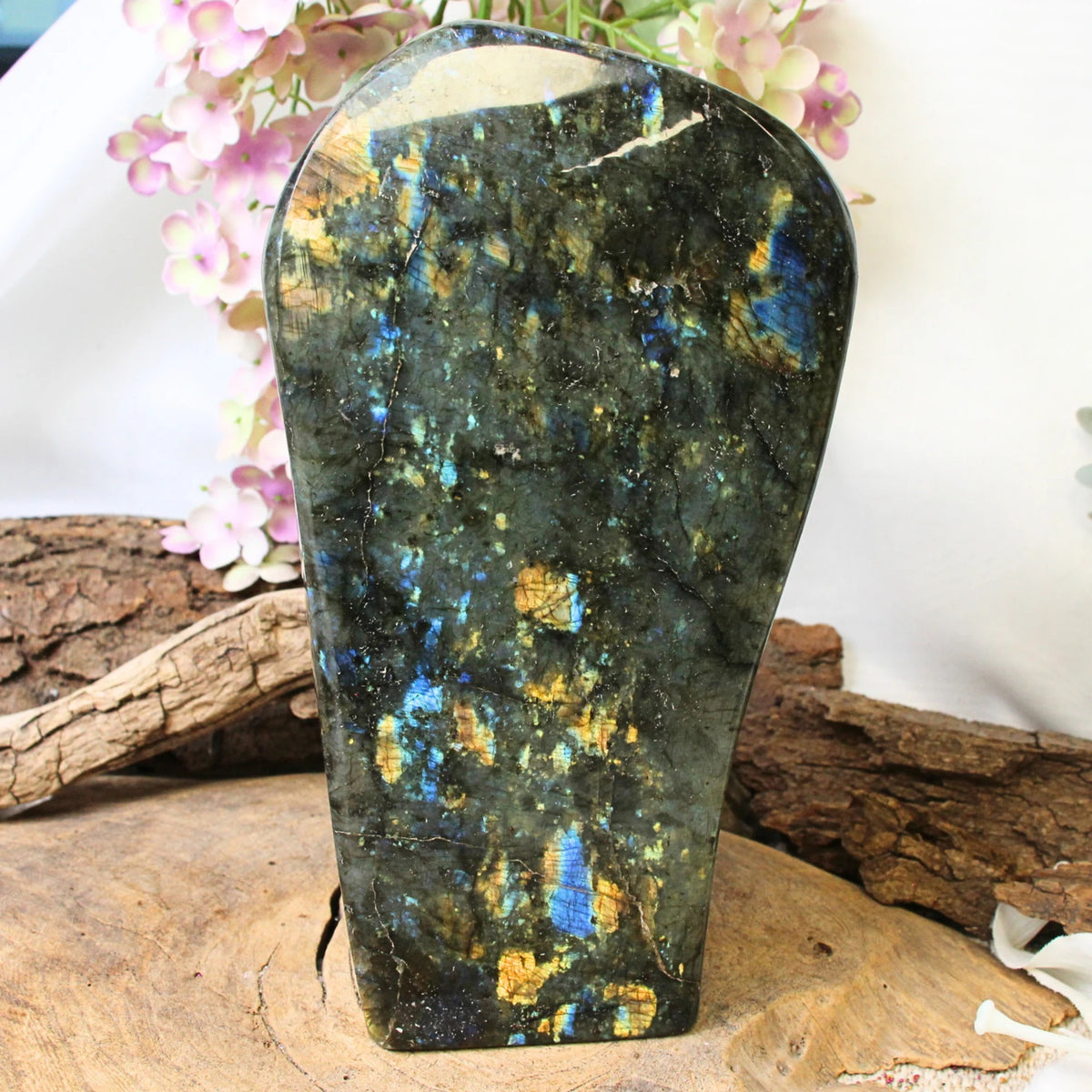 Labradorit skulptur, polerad, 24,5 cm, nr 58