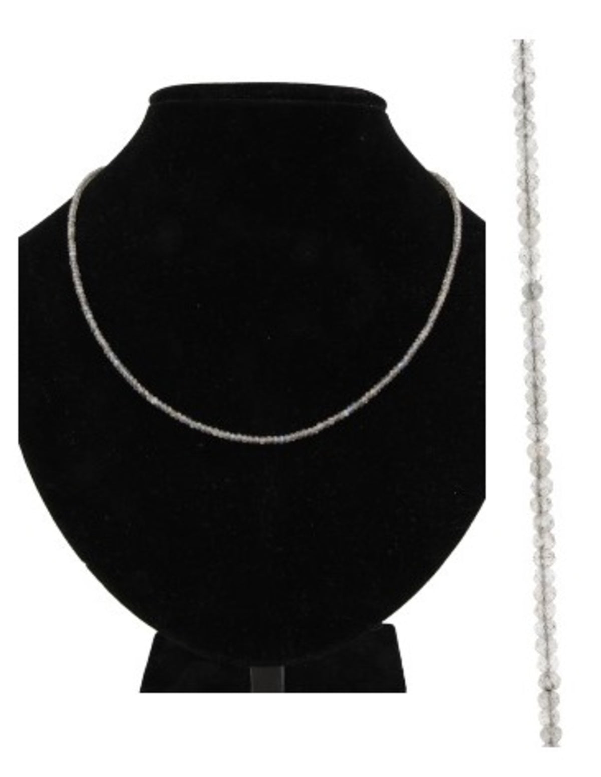 Labradorit halsband, 2 mm fasettslipade pärlor, 44 cm