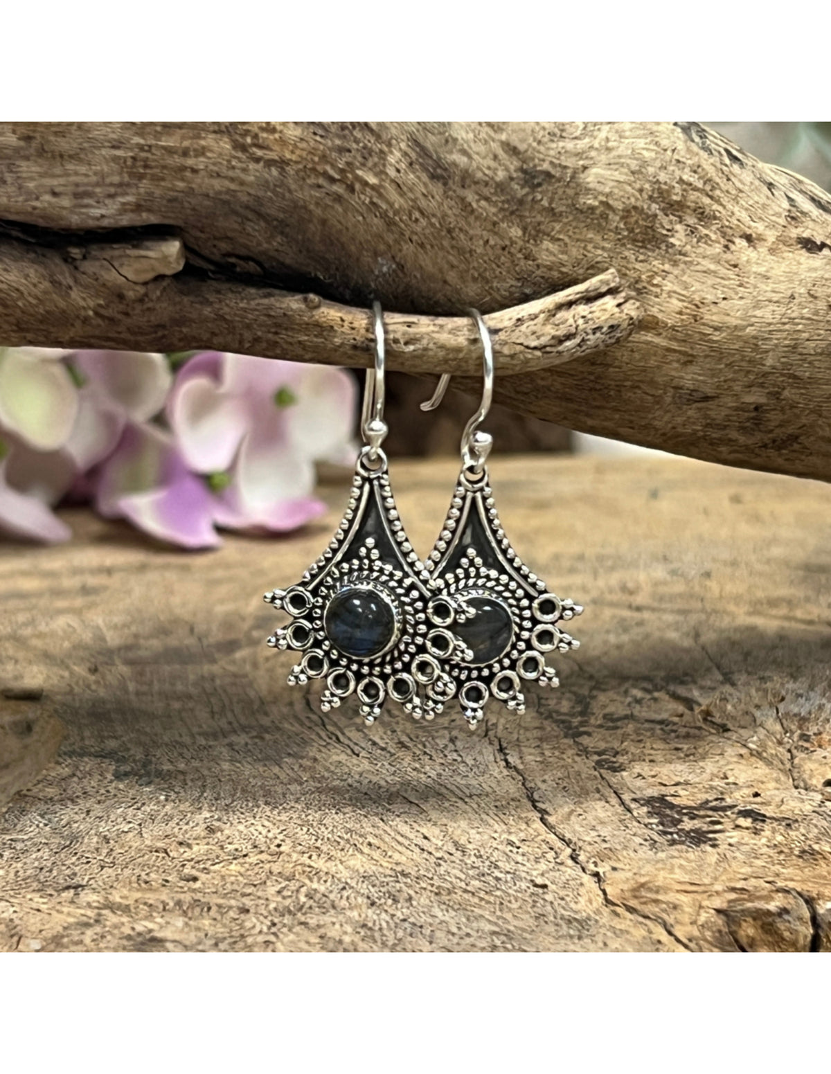 Labradorit örhängen i 925 silver, design, 2,5 cm
