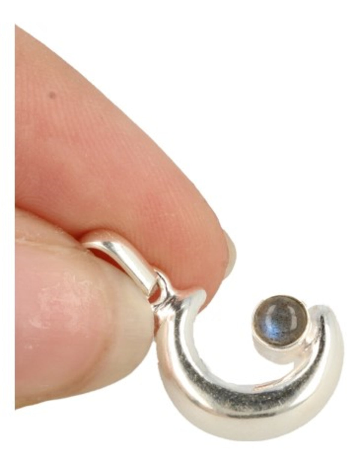 Labradorit hänge i silver, måne, 2,3 cm