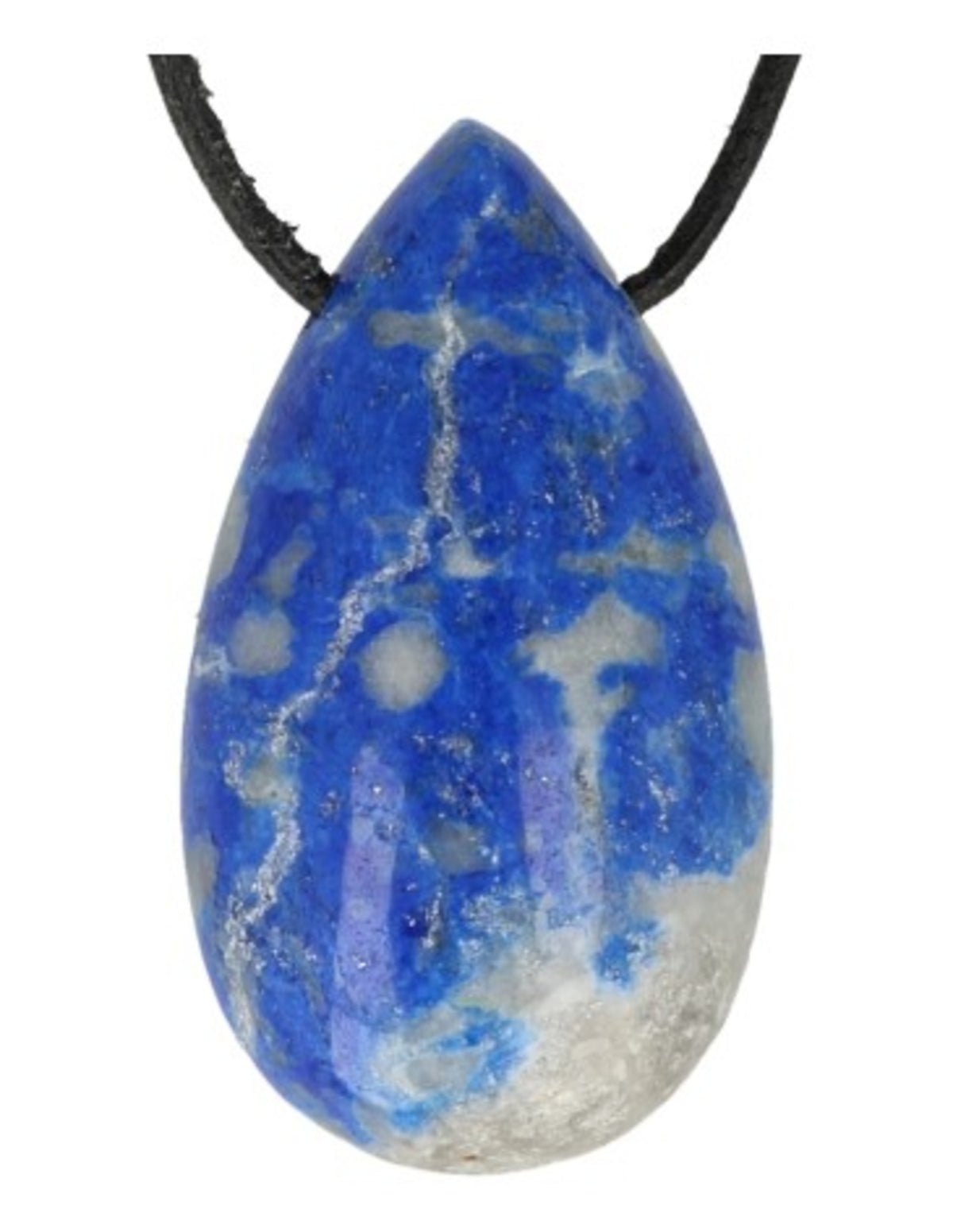 Lapis lazuli hänge, droppform, borrat, 4 cm