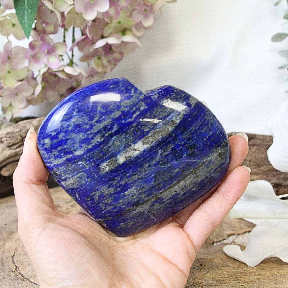 Lapis lazuli hjärta, handslipat, 10,3 cm, nr 24