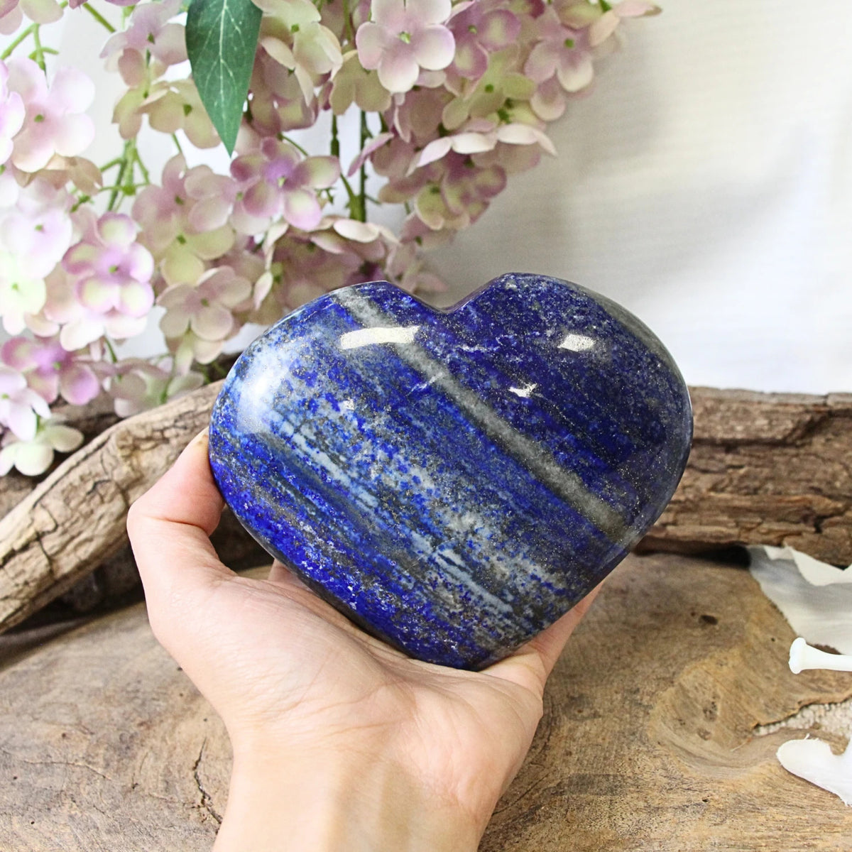 Lapis lazuli hjärta, handslipat, 11,7 cm, nr 26