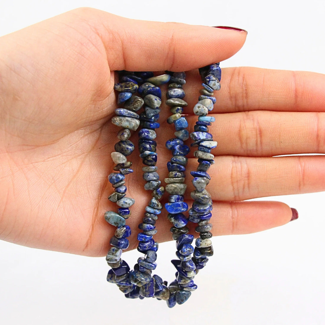 Lapis lazuli halsband med splitstenar, 5 till 10 mm