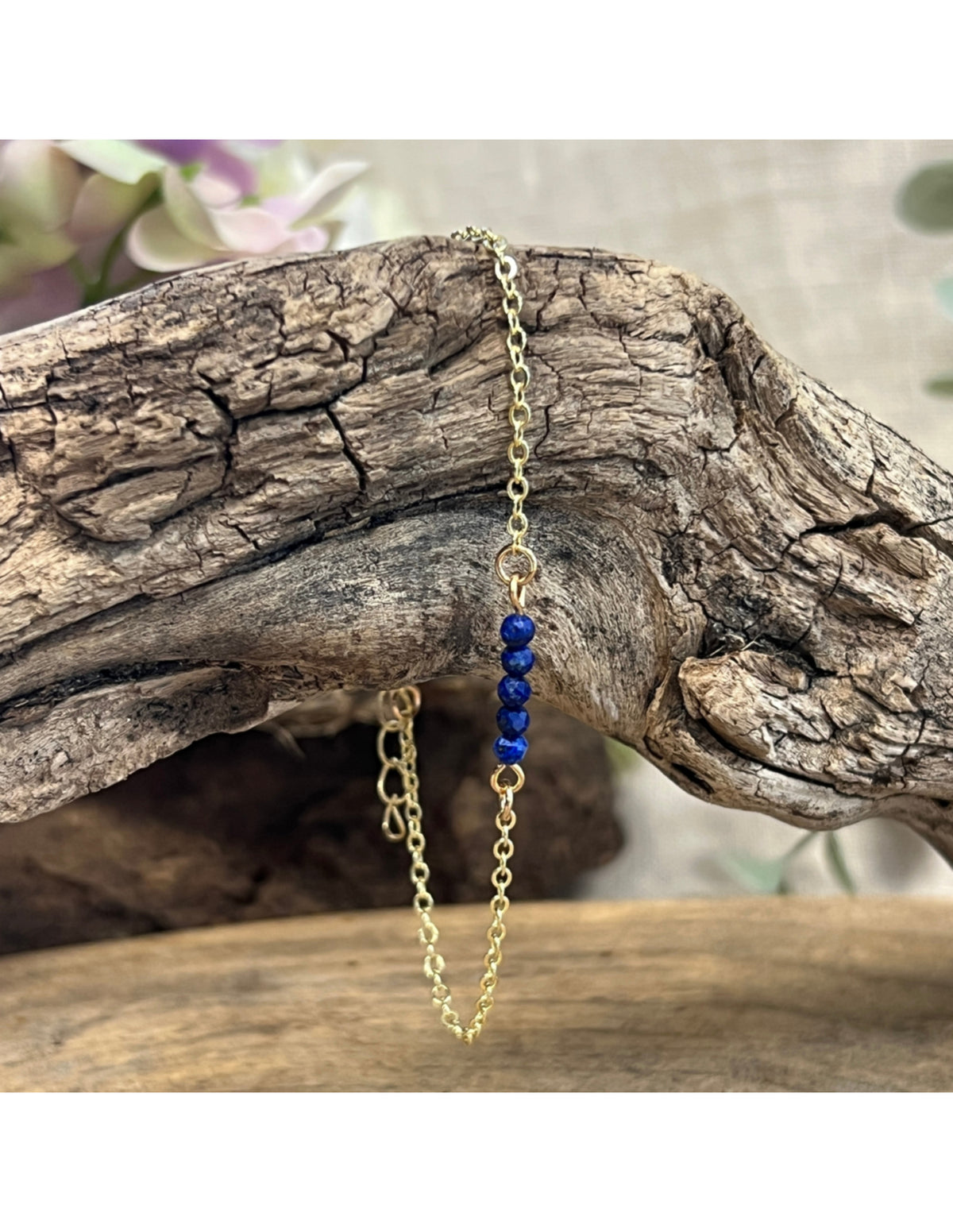 Lapis lazuli armband, fasettslipade stenar, justerbart
