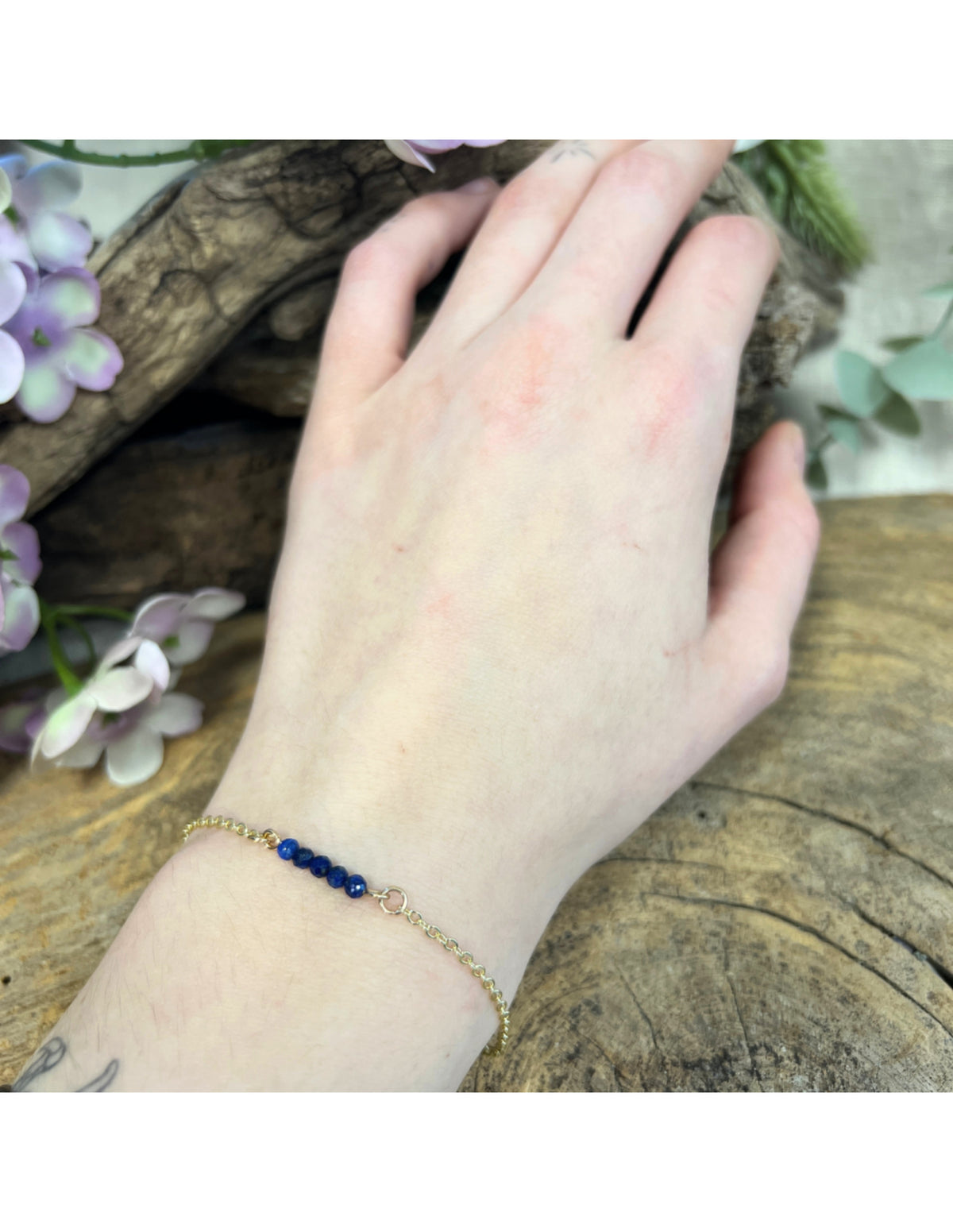 Lapis lazuli armband, fasettslipade stenar, justerbart