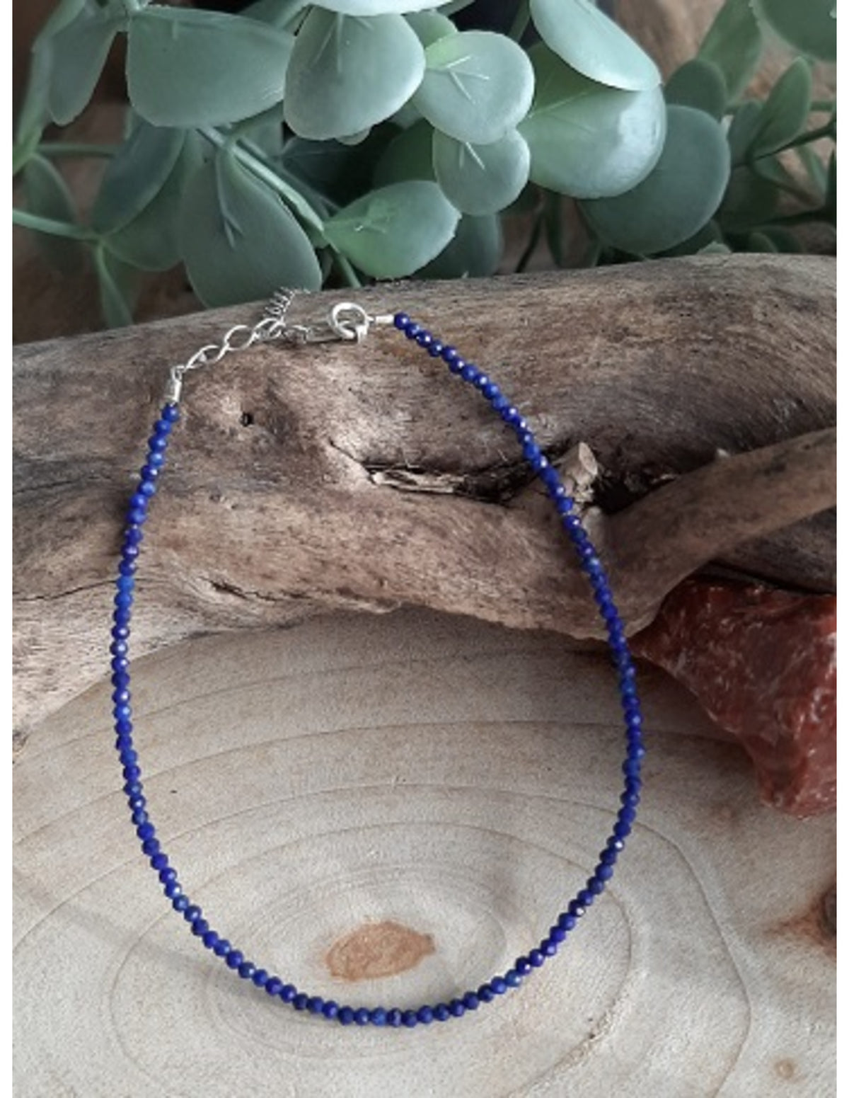 Lapis lazuli armband, 2 mm fasettslipade pärlor, 17 cm