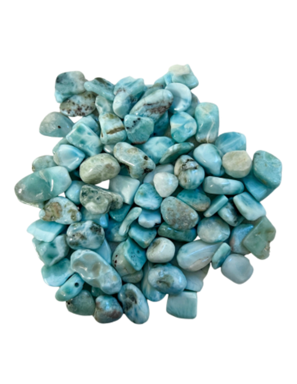 Larimar trumlade stenar, A-kvalitet, 5 till 10 mm, 50 g