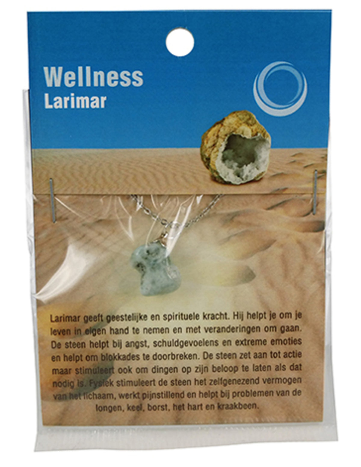 Larimar hänge på displaykort, med kedja