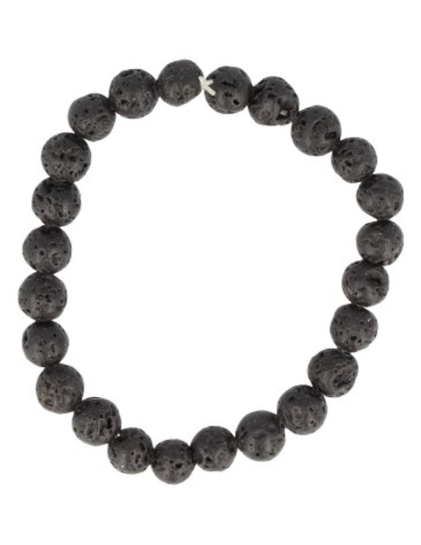 Lavasten armband med 8 mm pärlor, svart