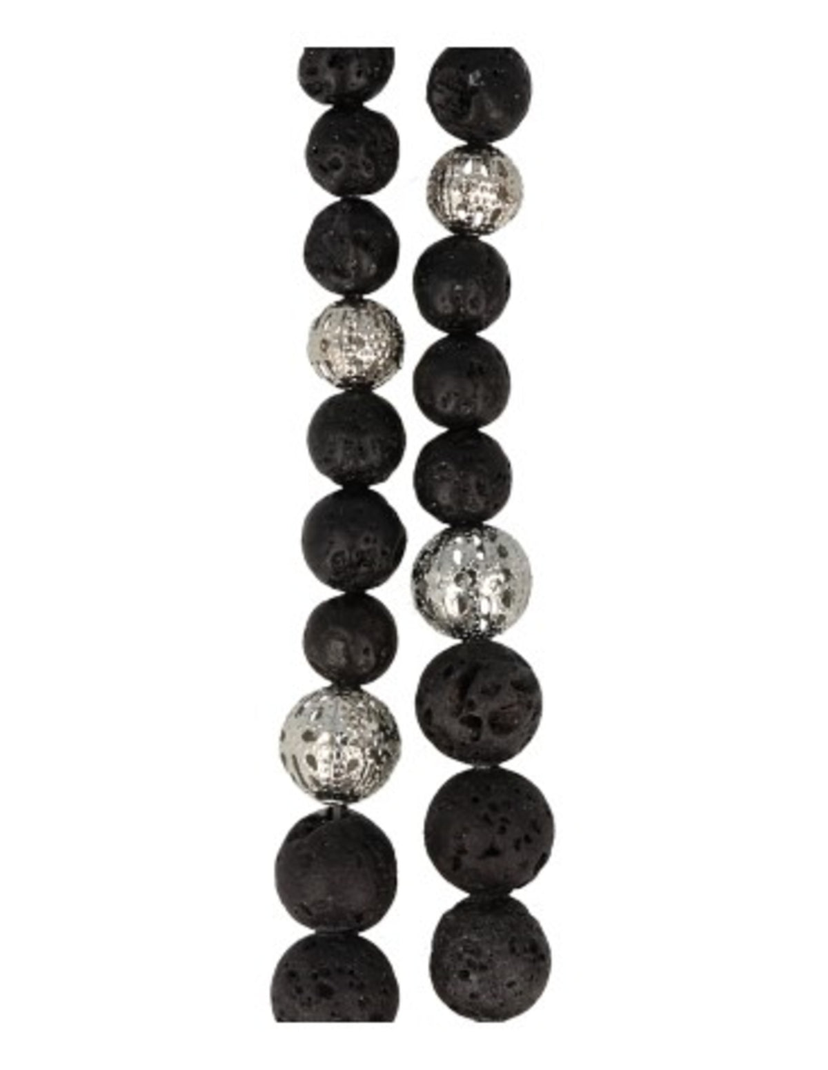 Lavasten halsband med växande pärlor, 6 till 10 mm, 49 cm